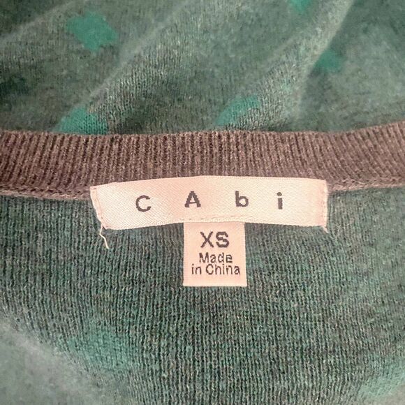 Cabi #903 Polka Dot Button Cardigan Sweater Teal Green Grey Twee Size XS - Picture 4 of 5